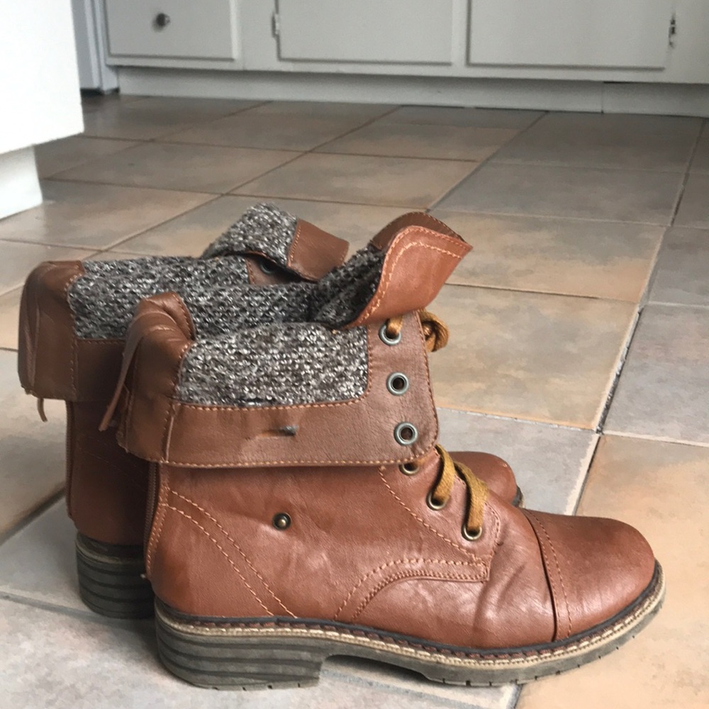Women’s brown combat boots